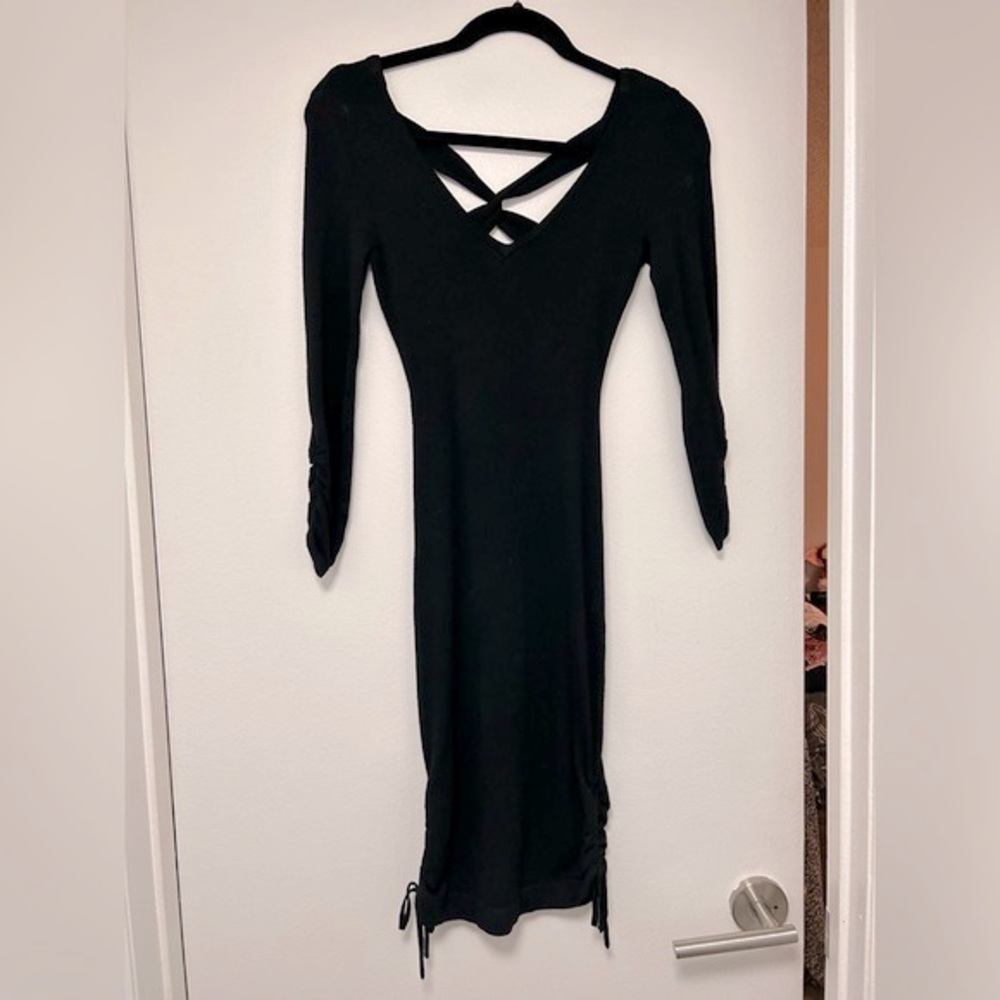 Guess Los Angeles long-sleeve body-con black dress.